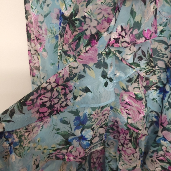 NWT KENSIE Ruffled Floral-Print High-Low MaxiDress Size 12 - Picture 7 of 16